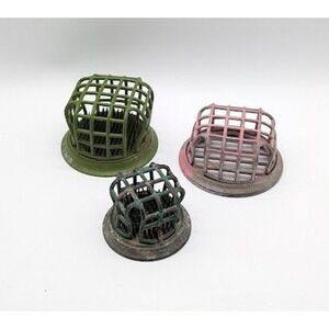 3 Lot Vintage Metal Flower Frog Cage Floral Arranging Stem Holder Dazey Vogue